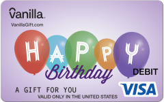 Vanilla Visa Birthday Balloons Virtual Gift Card